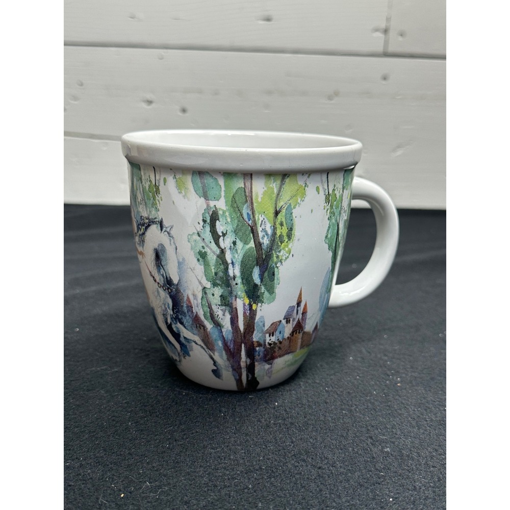 Godiva Chocolatier Lady Godiva Watercolor Horse Castle Ceramic Coffee Mug 4in